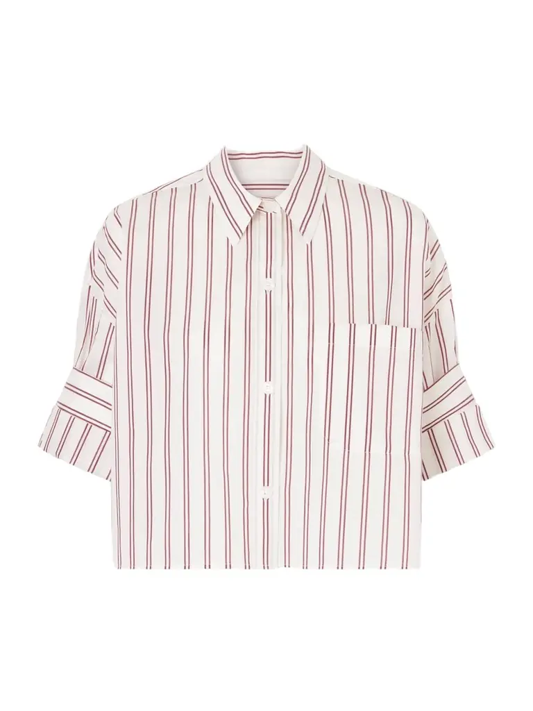 TWP Next Ex Cropped Striped Cotton And Silk-blend Shirt