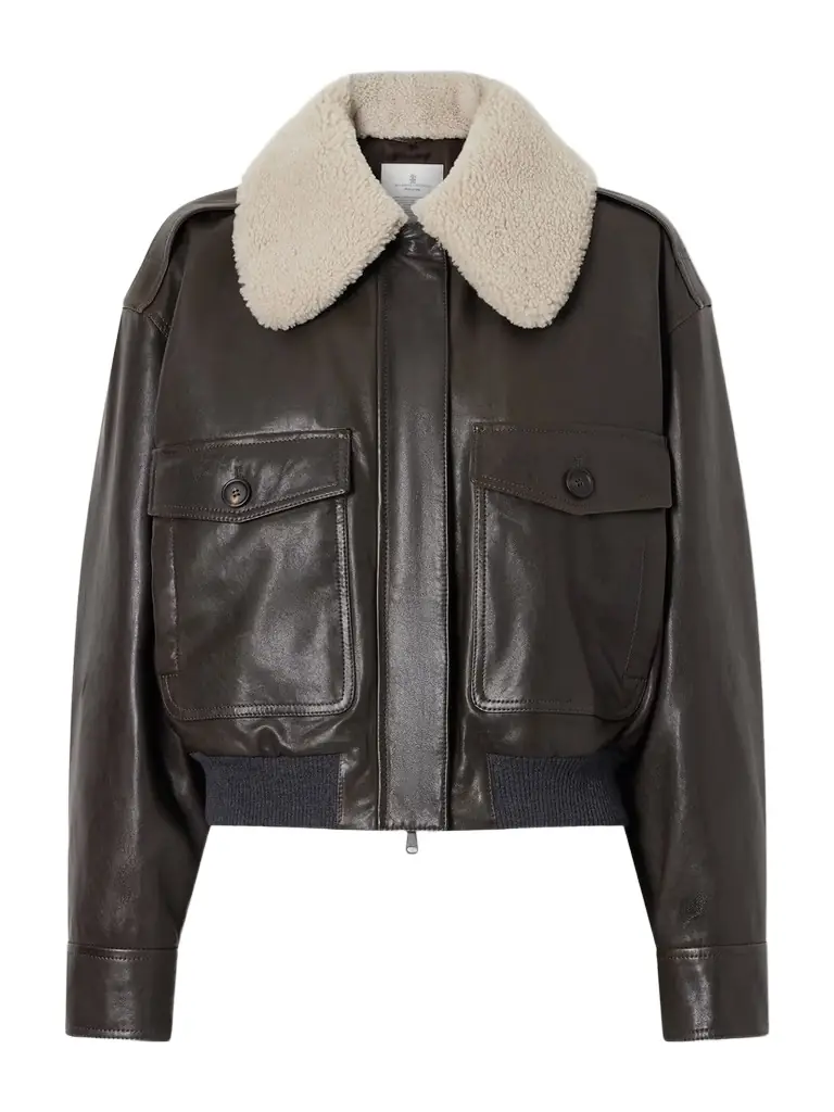 Brunello Cucinelli Shearling-trimmed Leather Jacket