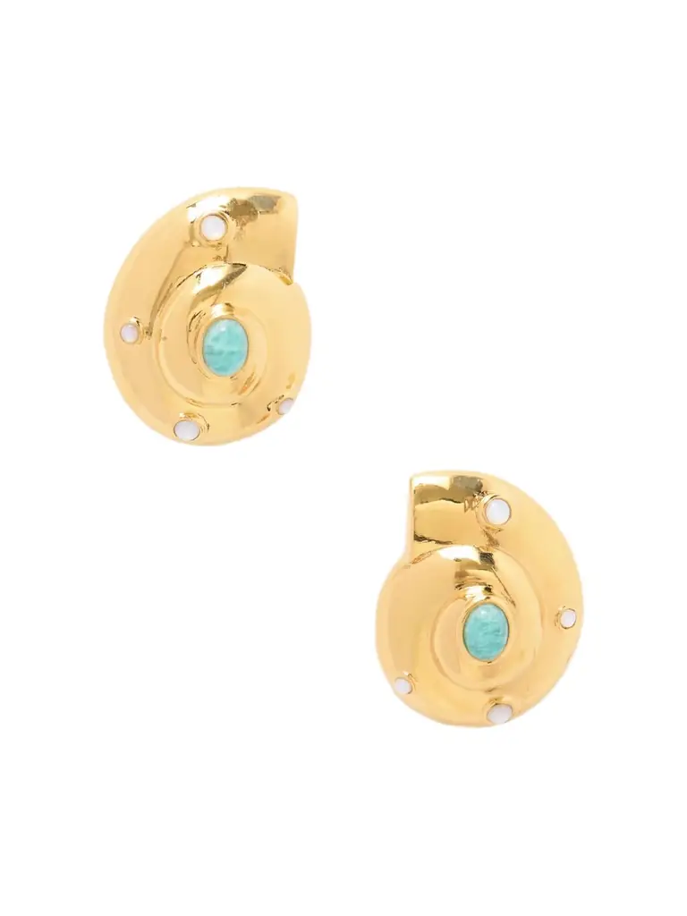 Nautilus Gold-plated Amazonite And Mother-of-pearl Earrings