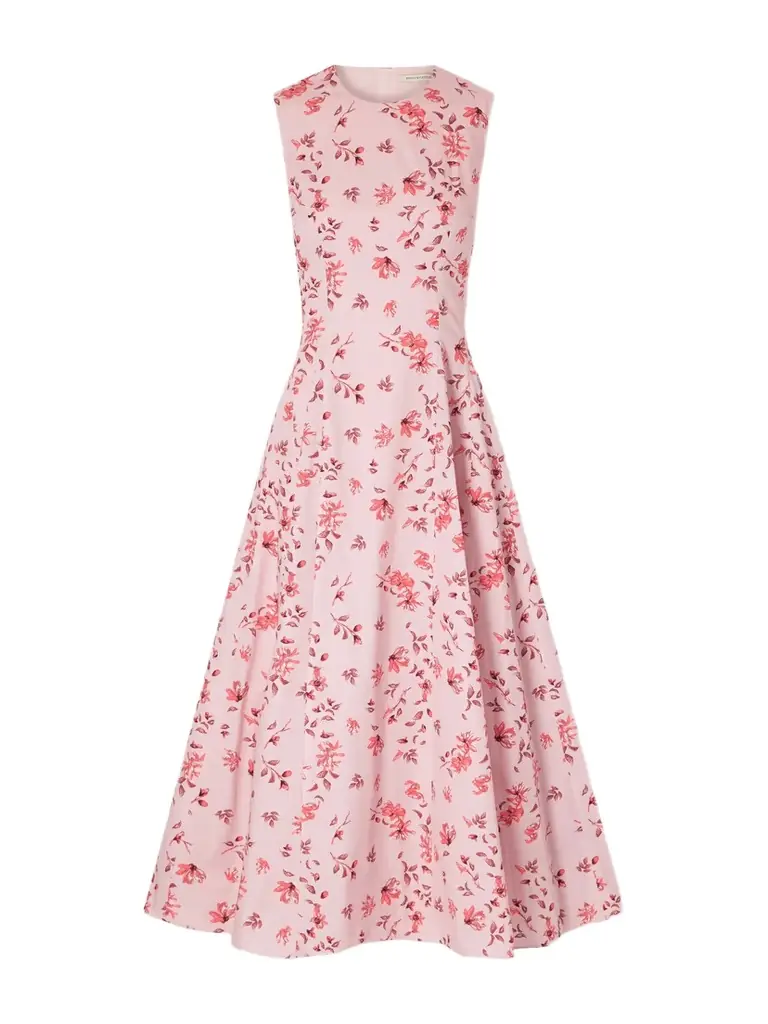 Emilia Wickstead Chelsea Pleated Floral-print Organic Cotton-poplin Midi Dress