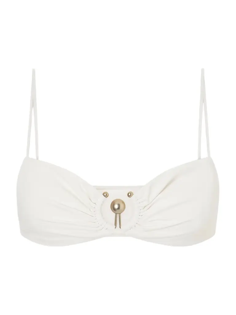 Christopher Esber Ruched Orbit Embellished Bikini Top