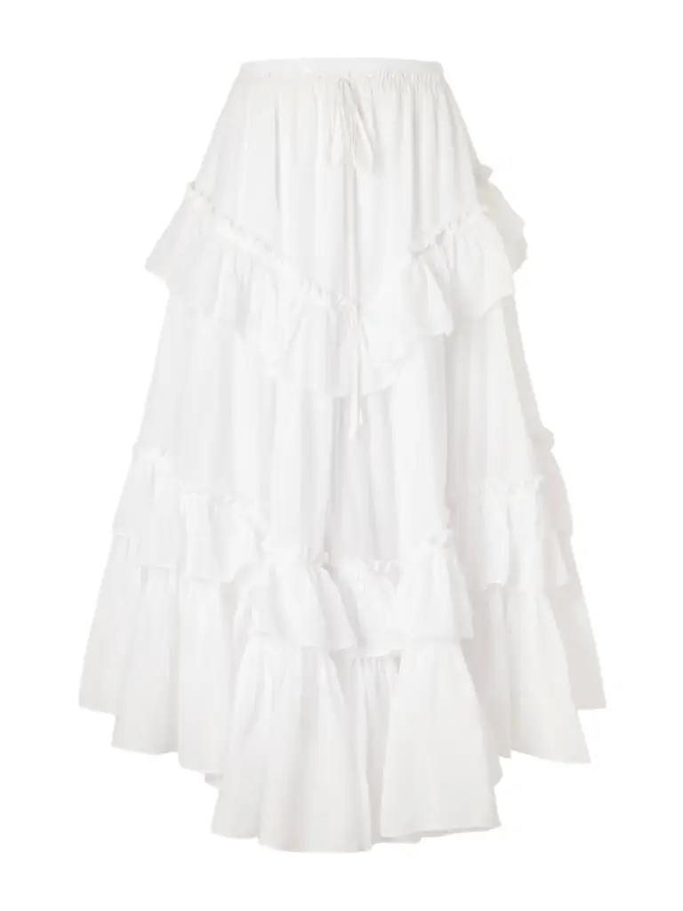 Ruffled Tiered Cotton-voile Midi Skirt