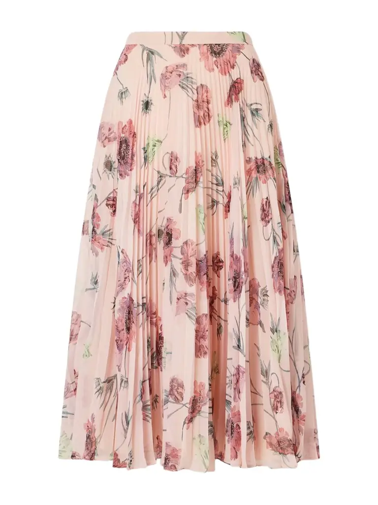 Erdem Floral-print Plissé-voile Midi Skirt