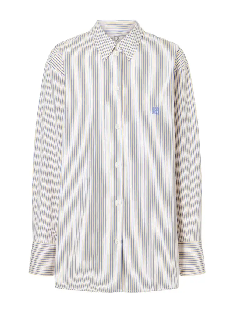 TOTEME Embroidered Striped Cotton-poplin Shirt