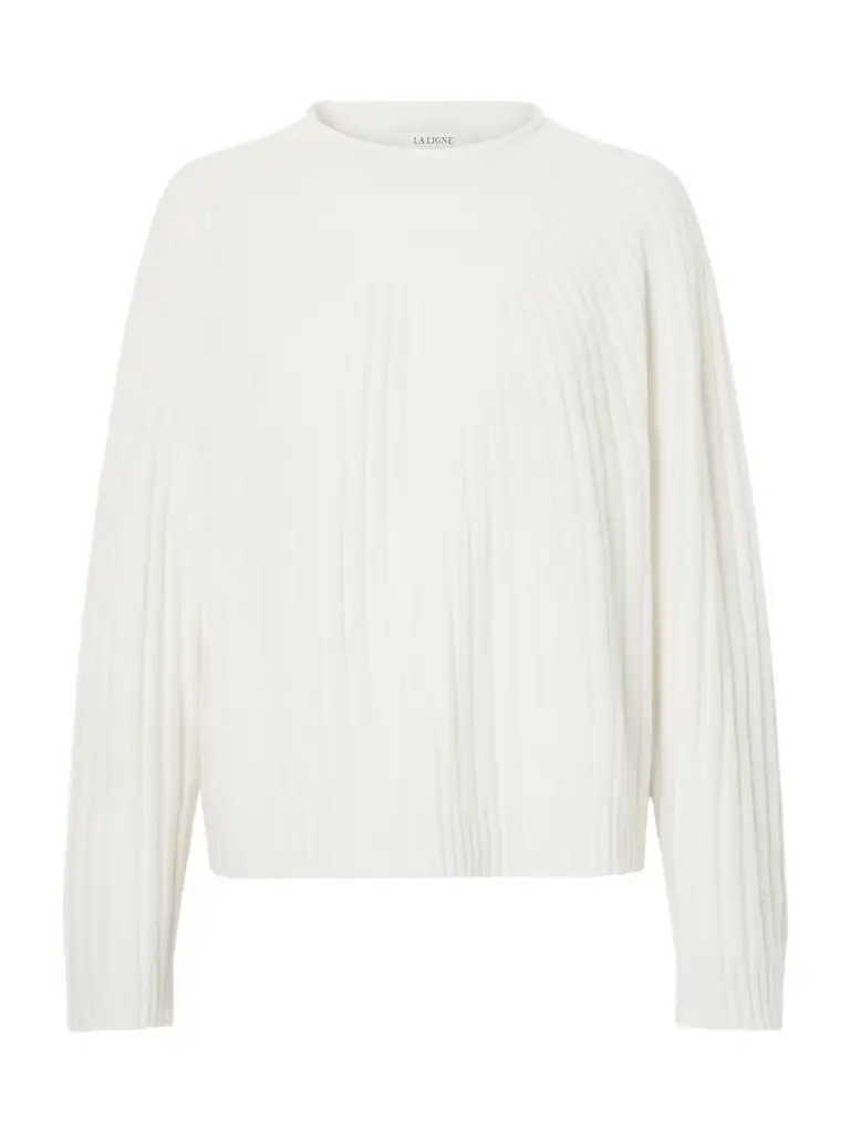 La Ligne Scallop Ribbed-knit Cashmere Sweater