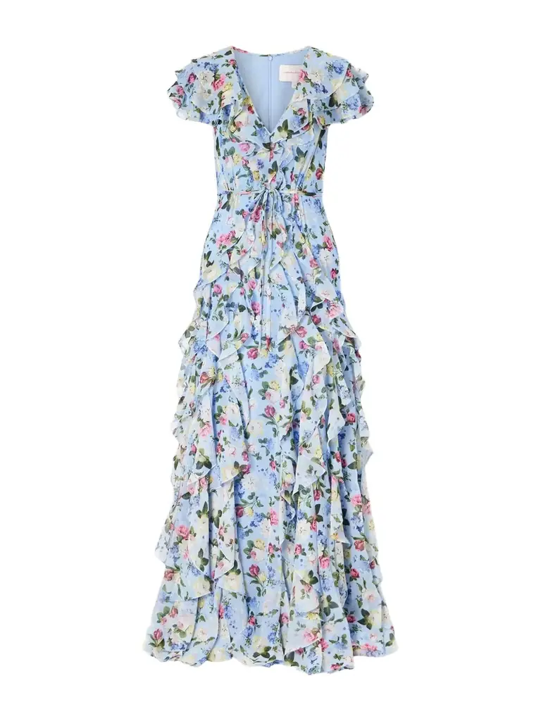 Carolina Herrera Ruffled Floral-printed Silk Chiffon Gown