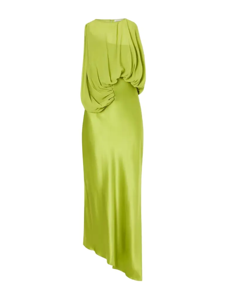 Christopher Esber Culumus Asymmetric Draped Silk-chiffon And Satin Maxi Dress