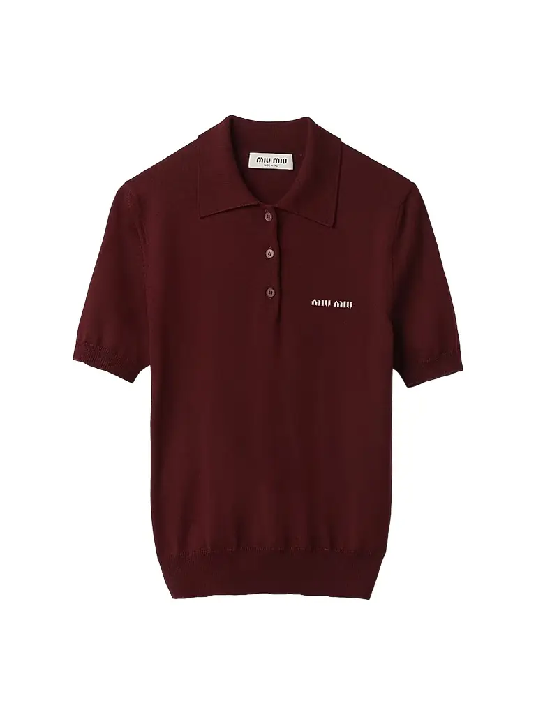 Miu Miu Women's Wool Knit Polo Shirt - Dark Red