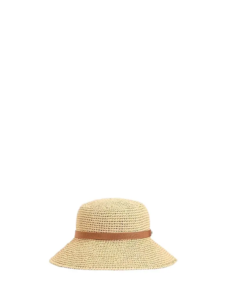 Valentino Garavani Women's VLogo Signature Foldable Straw Bucket Hat - Natural Saddle Brown