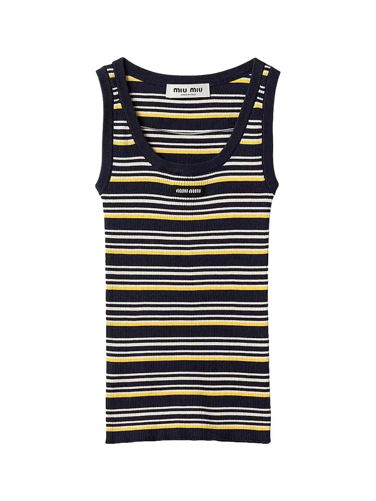Miu Miu Women's Cotton Tank Top - Blue
