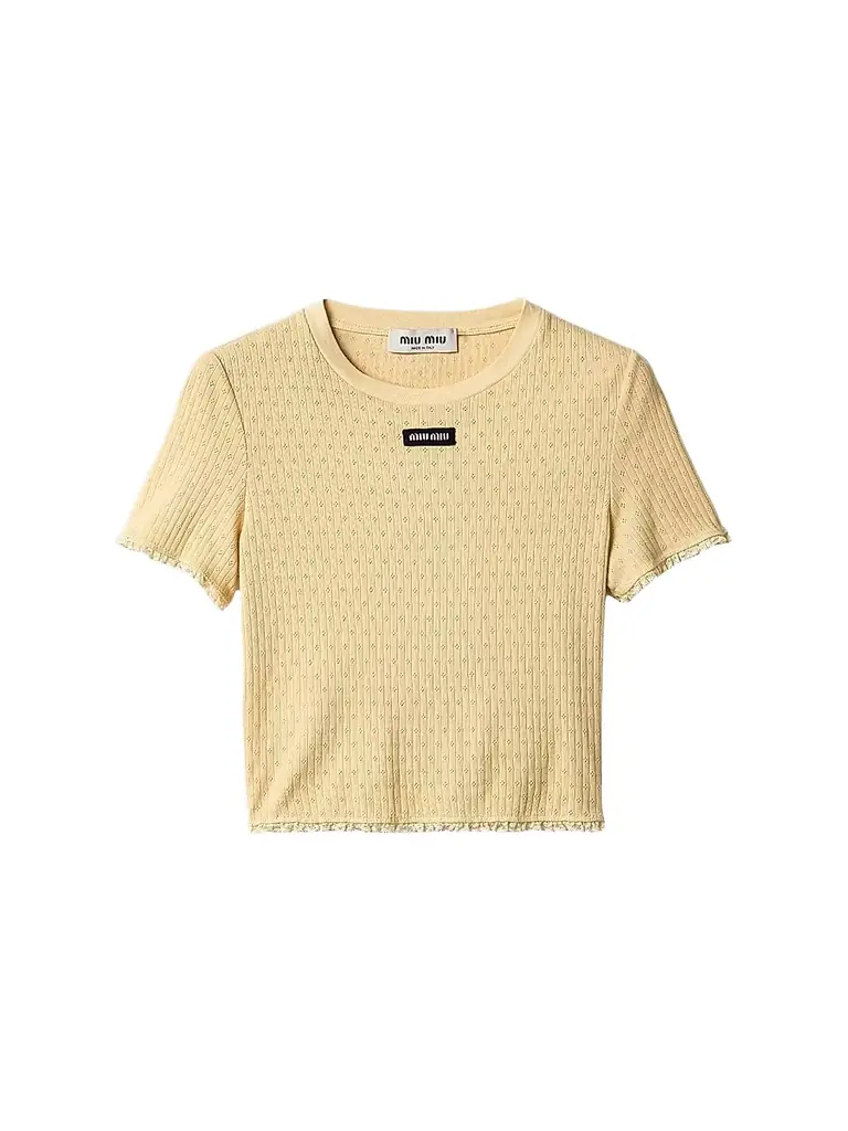Miu Miu Women's Garment-Dyed Cotton Top - Yellow