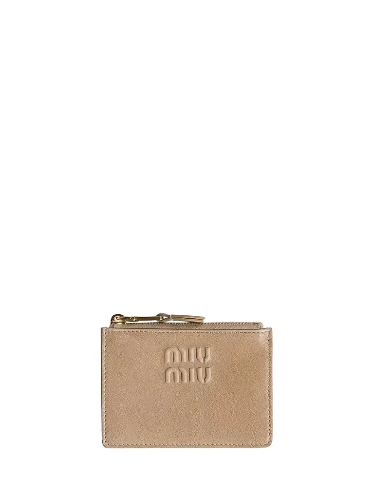 Miu Miu Women's Nappa Leather Card Holder - Beige Khaki