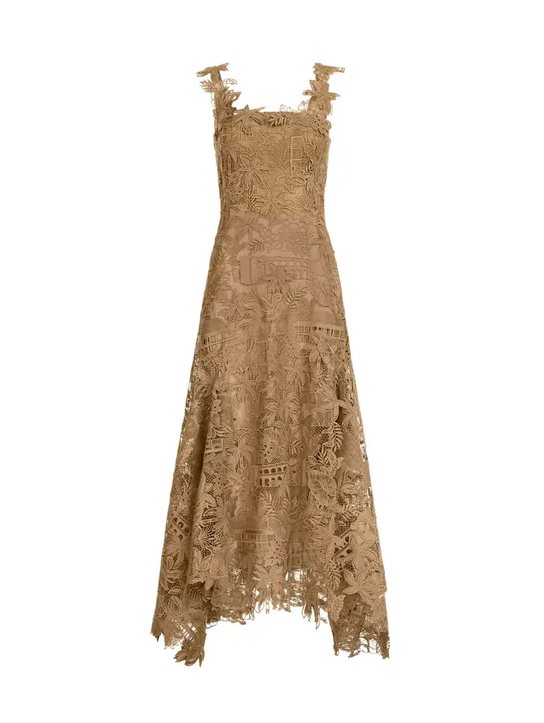 Oscar de la Renta Dominican Landscape Guipure Dress