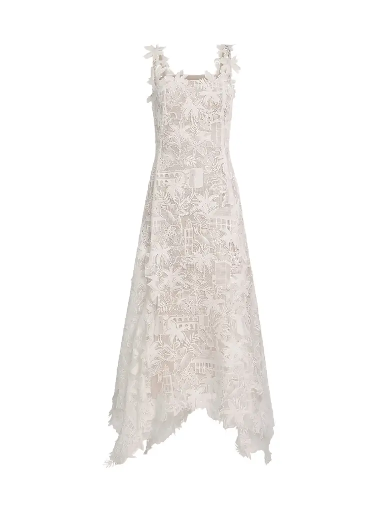 Oscar de la Renta Dominican Landscape Guipure Dress