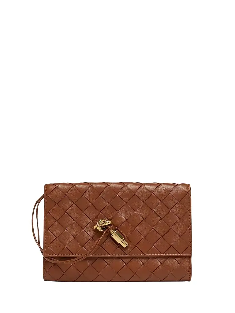 Bottega Veneta Women's Andiamo Intrecciato Leather Shoulder Bag - Tannin Muse Brass