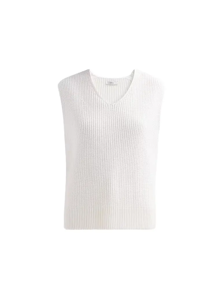 Vince Women's Relaxed Cotton V-Neck Vest - Optic White