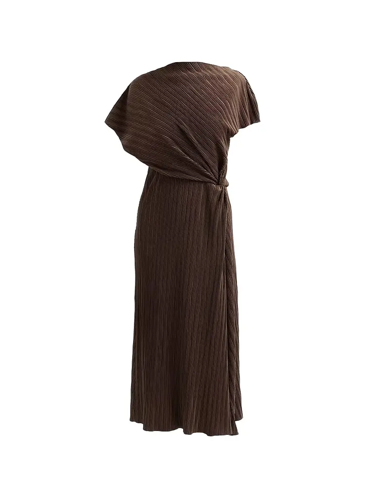 vince orchid vine pleated dress Vince Orchid Vine Long-Sleeve Pleated Midi Dress | Women's