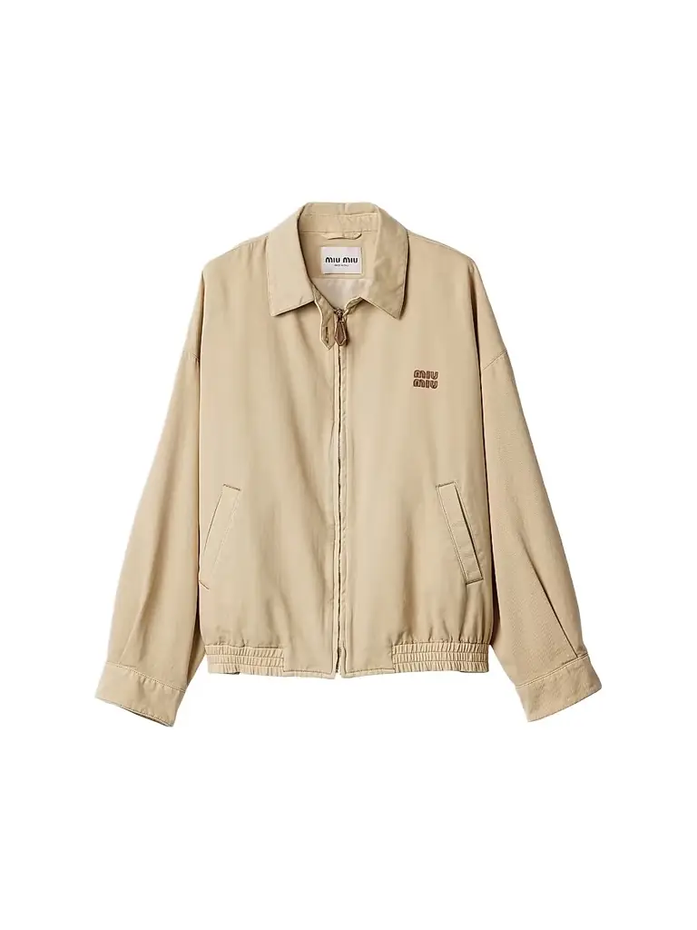 Miu Miu Women's Light Denim Blouson Jacket - Beige Khaki