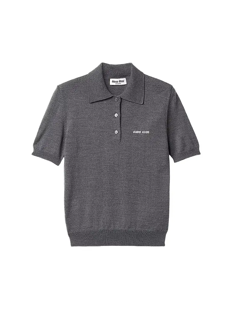 Miu Miu Women's Wool Knit Polo Shirt - Grey