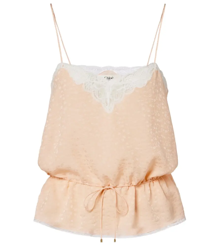 Chloe Chloé Lace-trimmed silk jacquard camisole