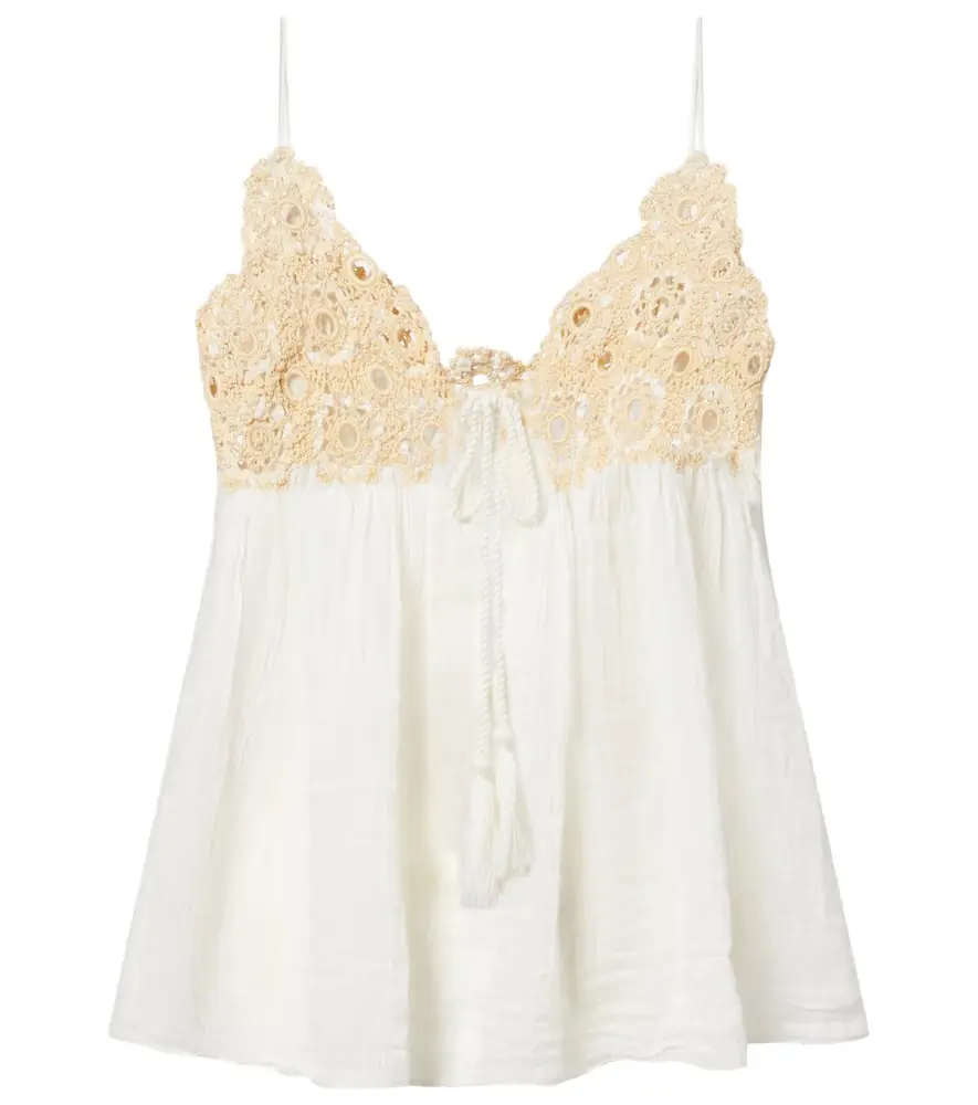 Ulla Johnson Alessia crochet-trimmed cotton gauze top