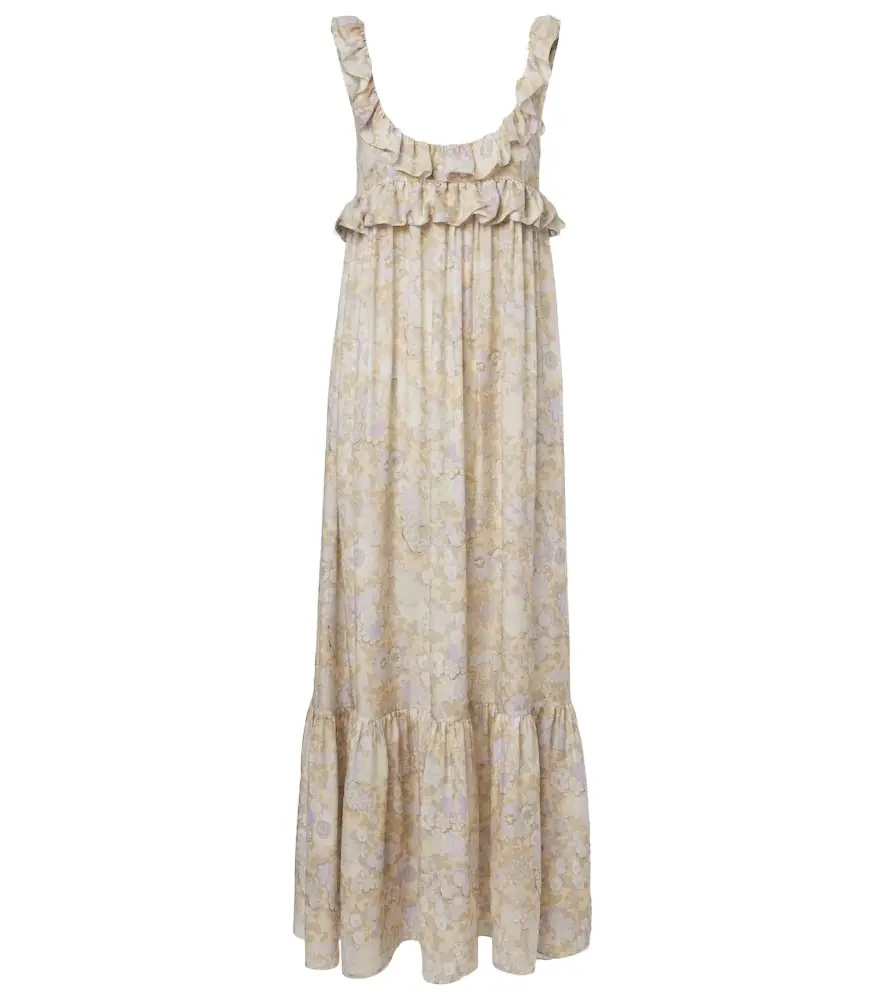 Chloe Chloé Floral ruffled silk charmeuse maxi dress