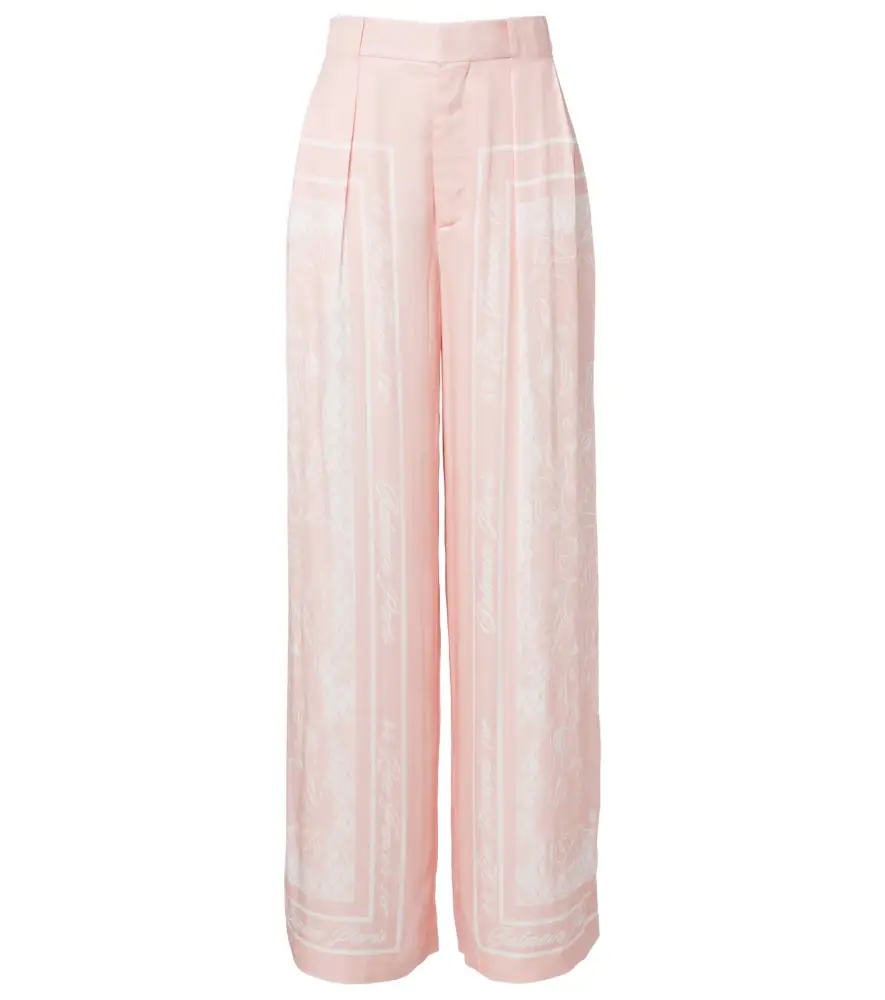 Balmain Printed satin palazzo pants