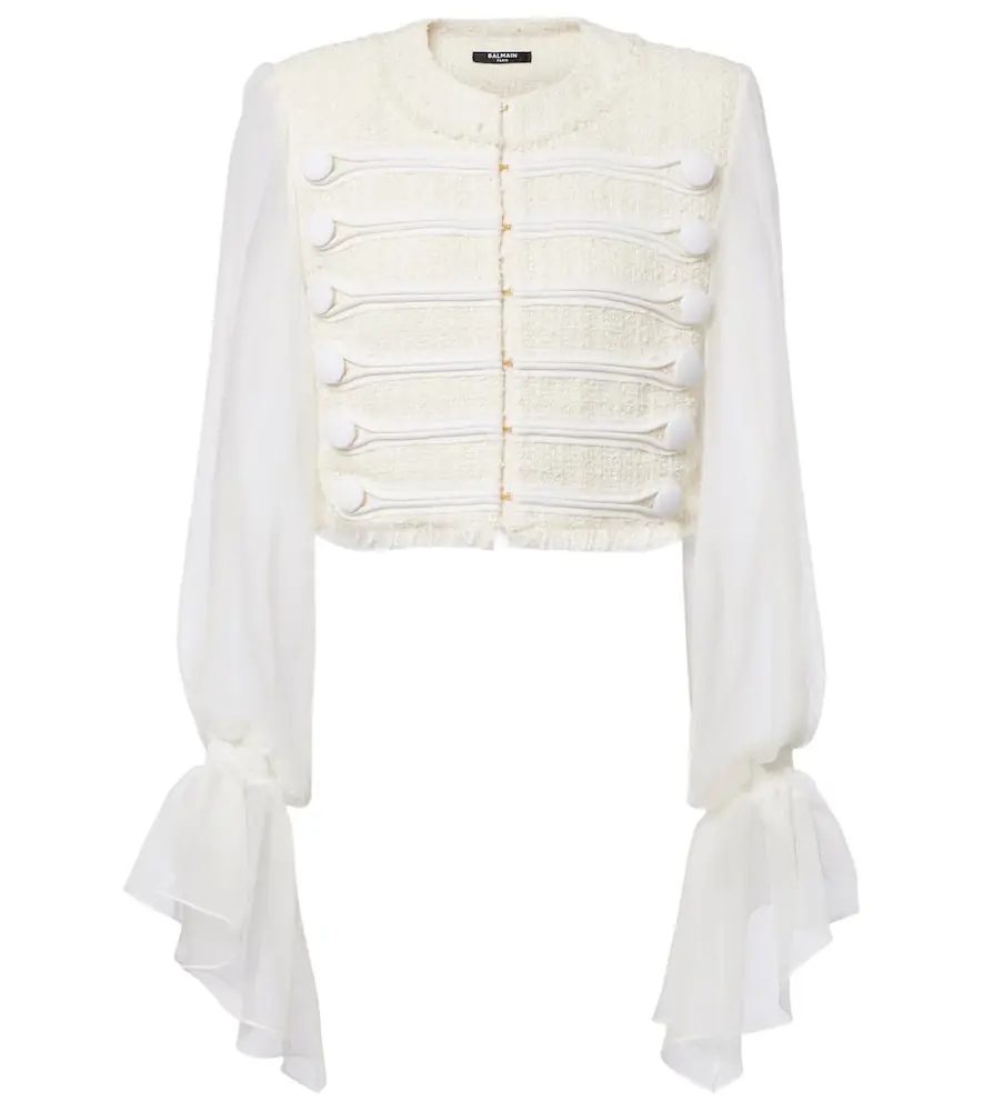 Balmain Silk-trimmed bouclé jacket