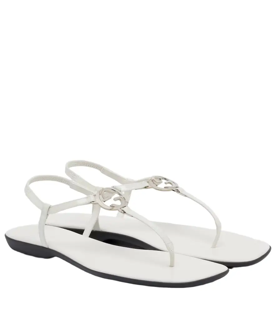 Gucci Interlocking G leather patent thong sandals