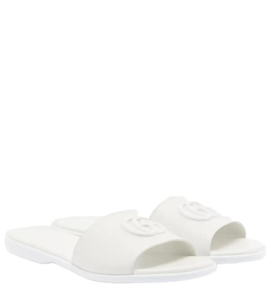 Gucci Double G leather slides