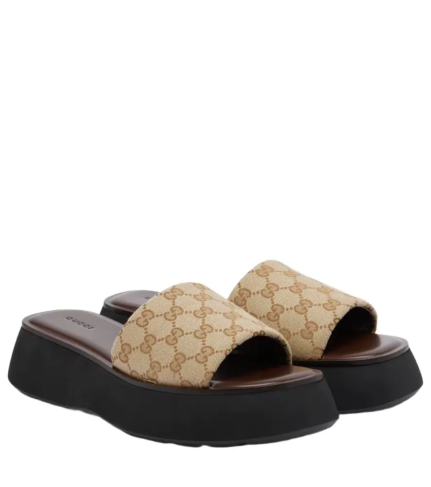 Gucci GG canvas platform slides