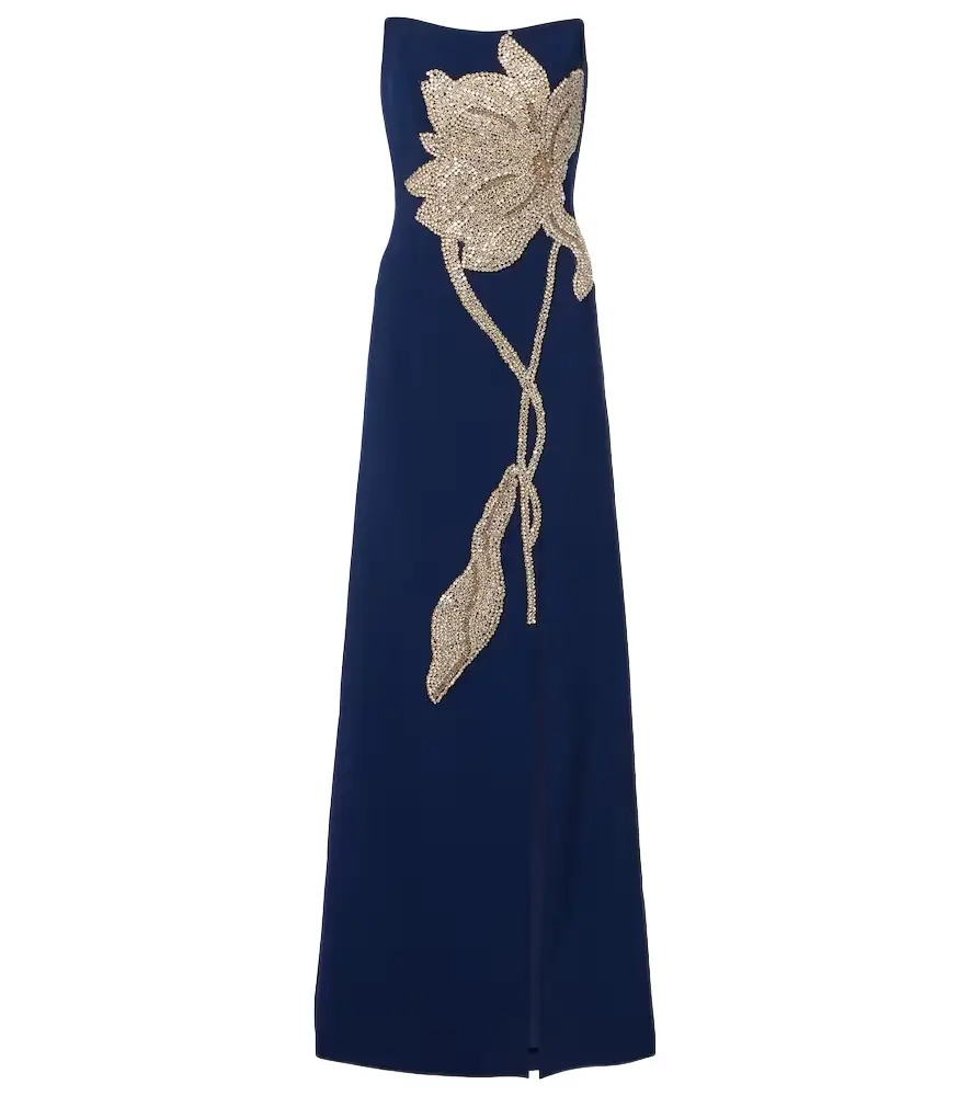 Costarellos Fara crystal-embellished crêpe gown
