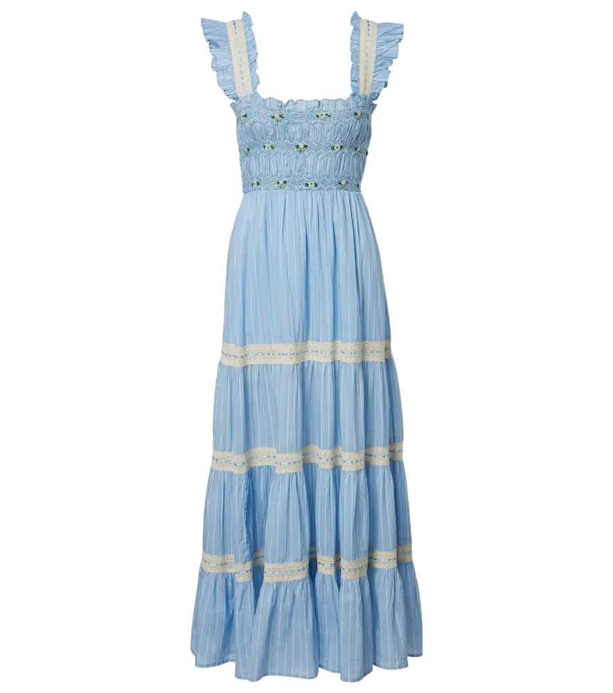 Rixo Aubrie lace-trimmed cotton midi dress