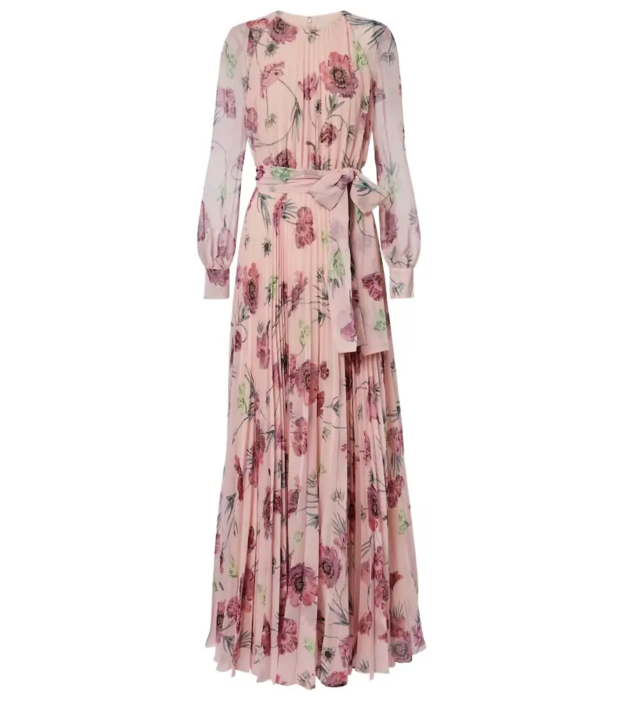 Erdem Floral pleated voile gown