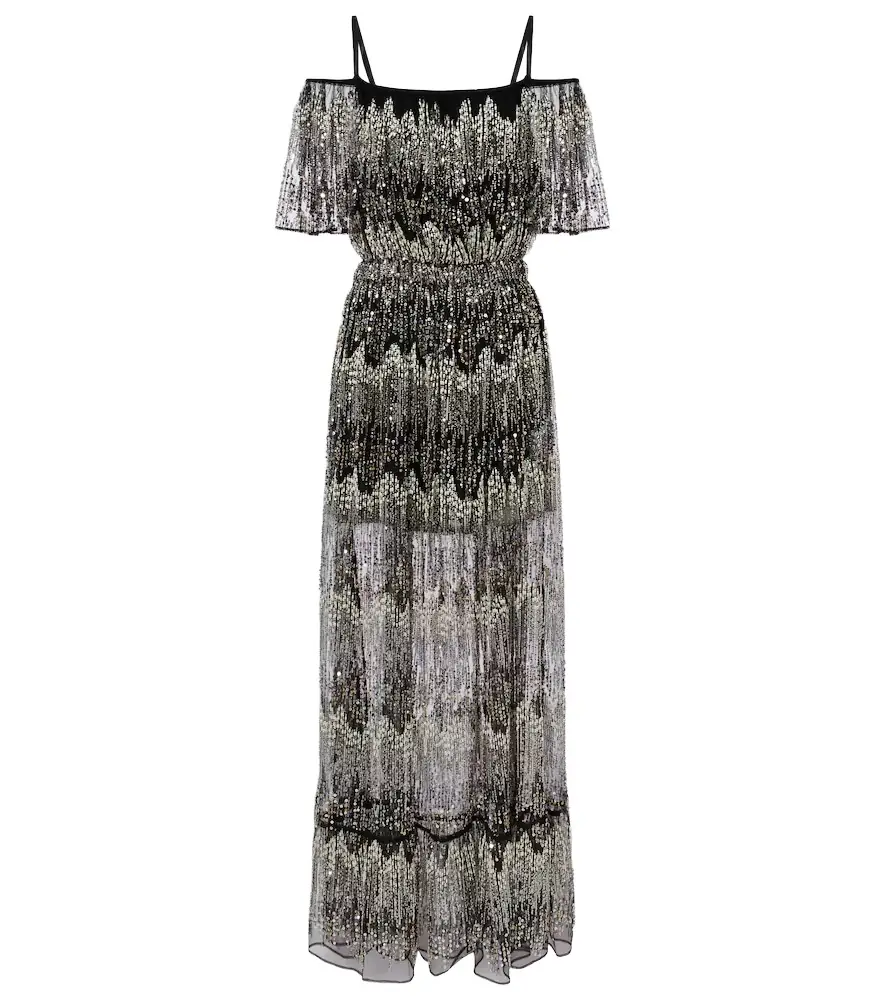 Rabanne Embellished off-shoulder gown