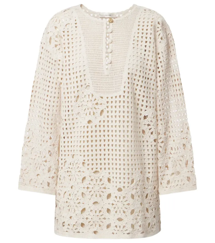 Frame The Postcard cotton crochet tunic