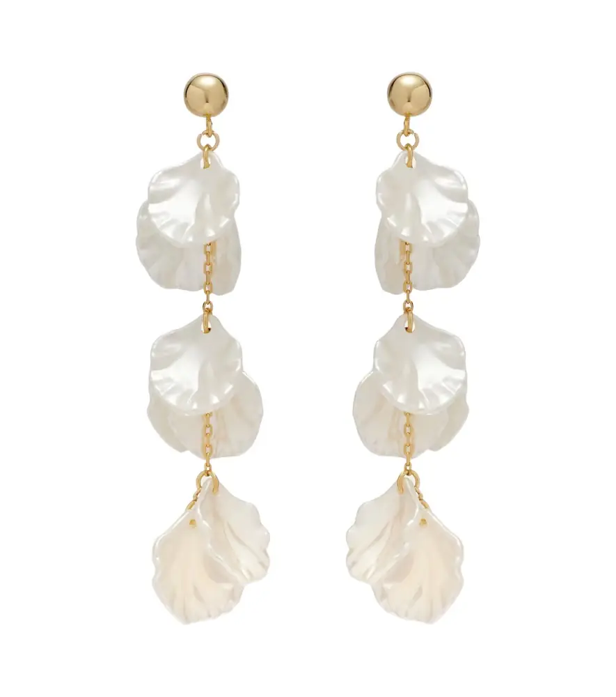 Self-Portrait Tiered faux pearl-embellished earrings