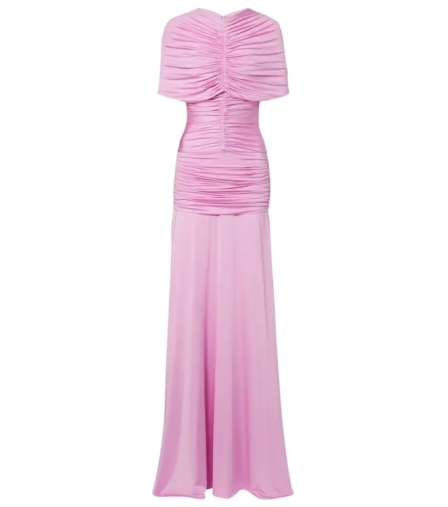 Self-Portrait Caped ruched jersey maxi dress