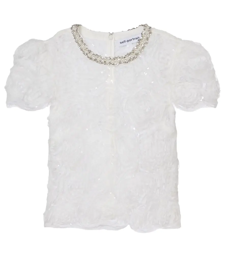 Self-Portrait Tulle lace top