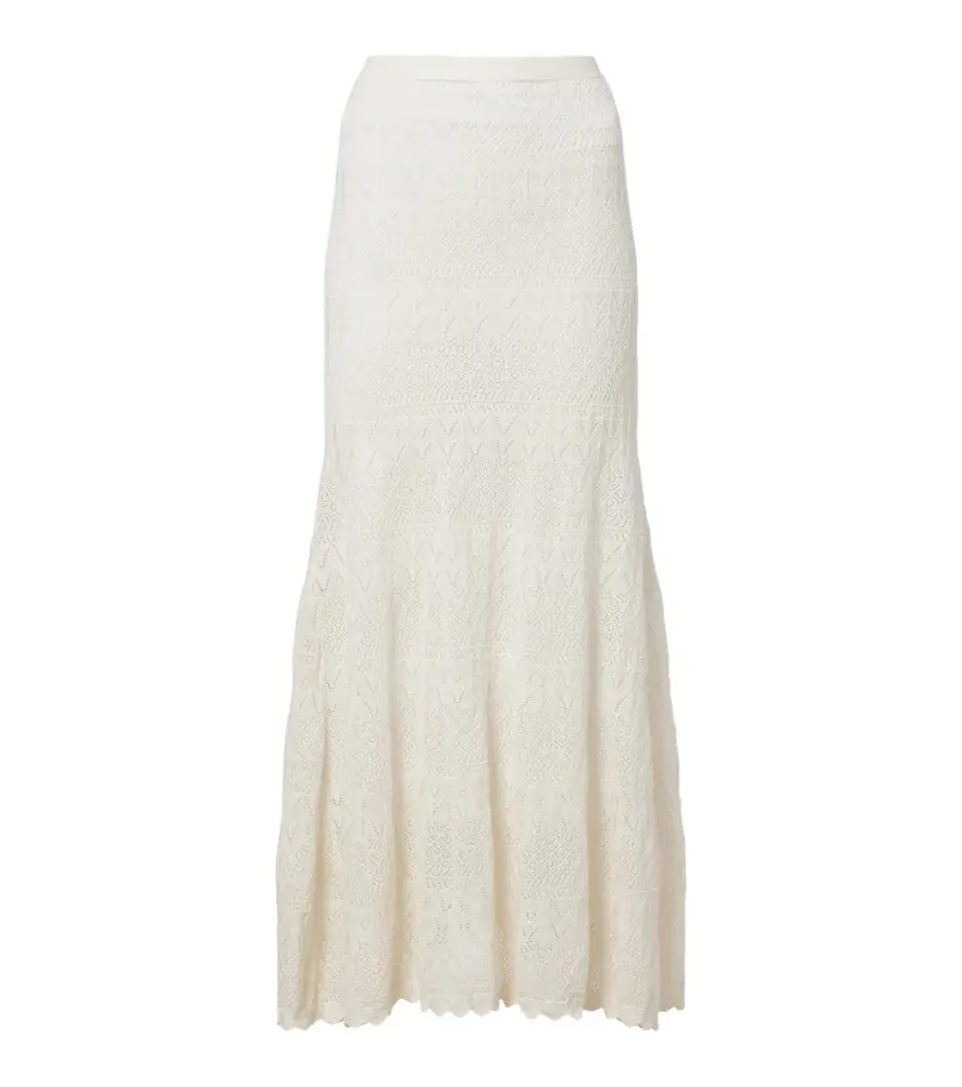 Self-Portrait Pointelle midi skirt