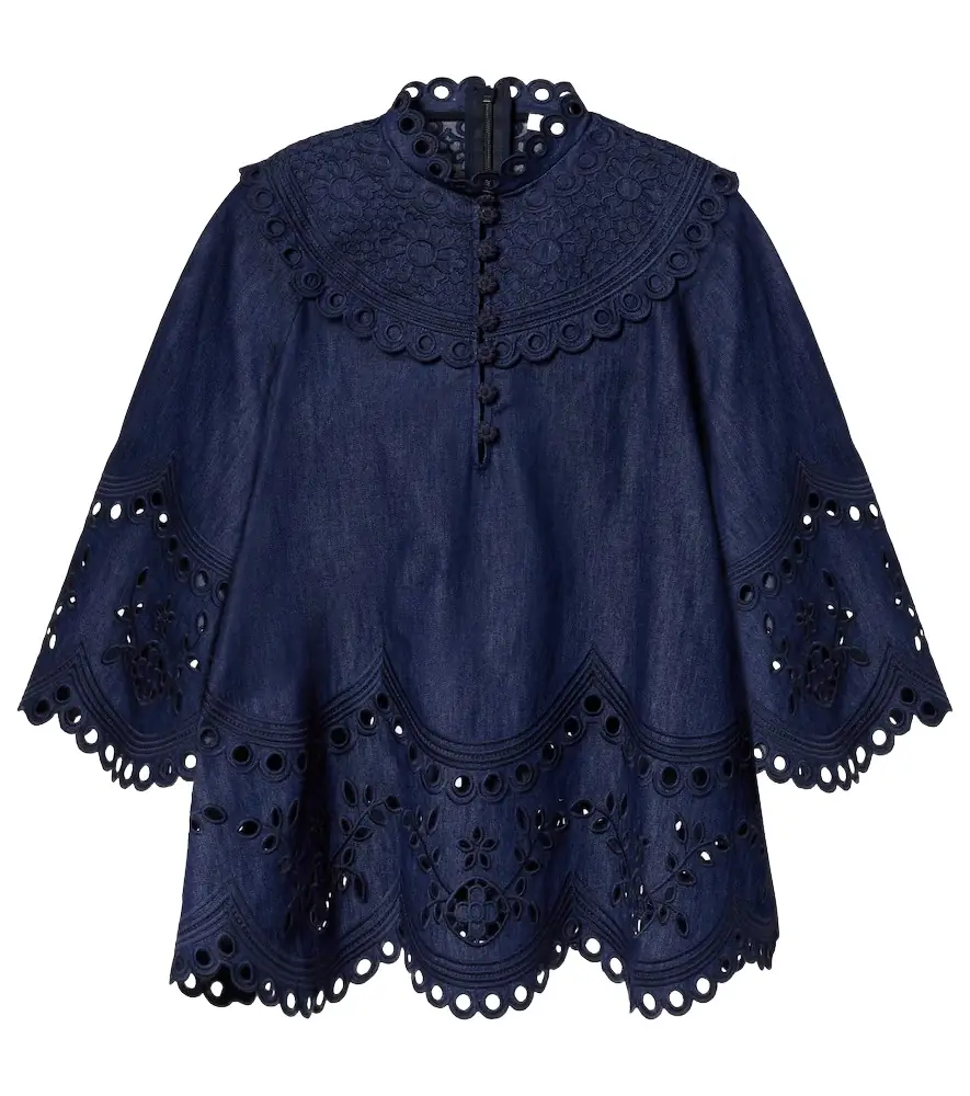 Zimmermann Mahon broderie anglaise denim top
