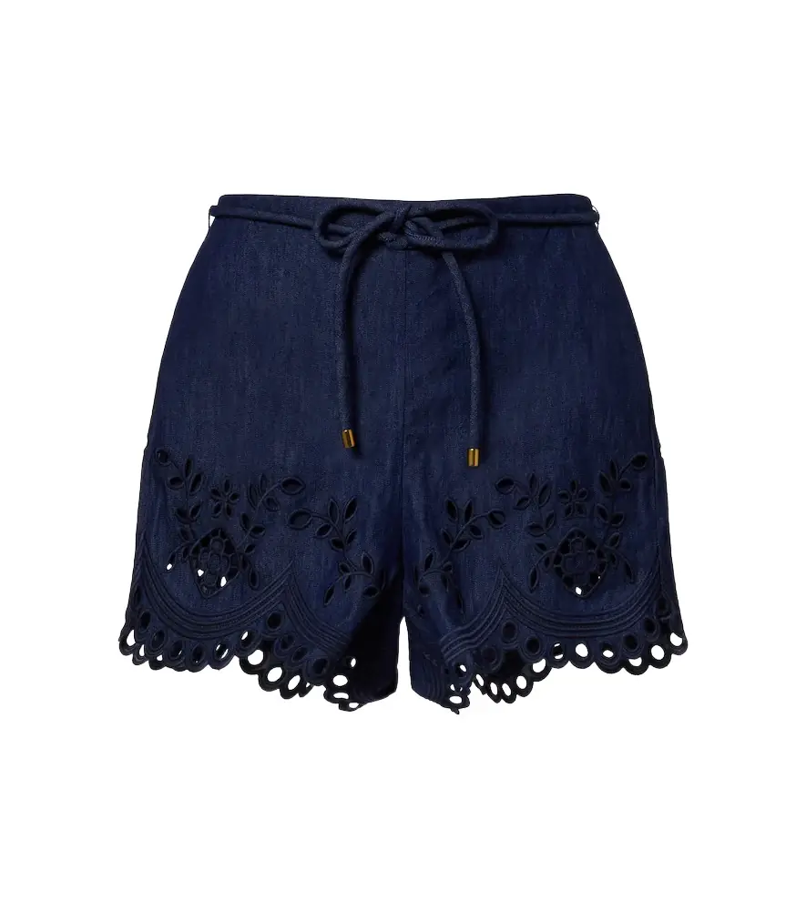 Zimmermann Mahon broderie anglaise denim shorts