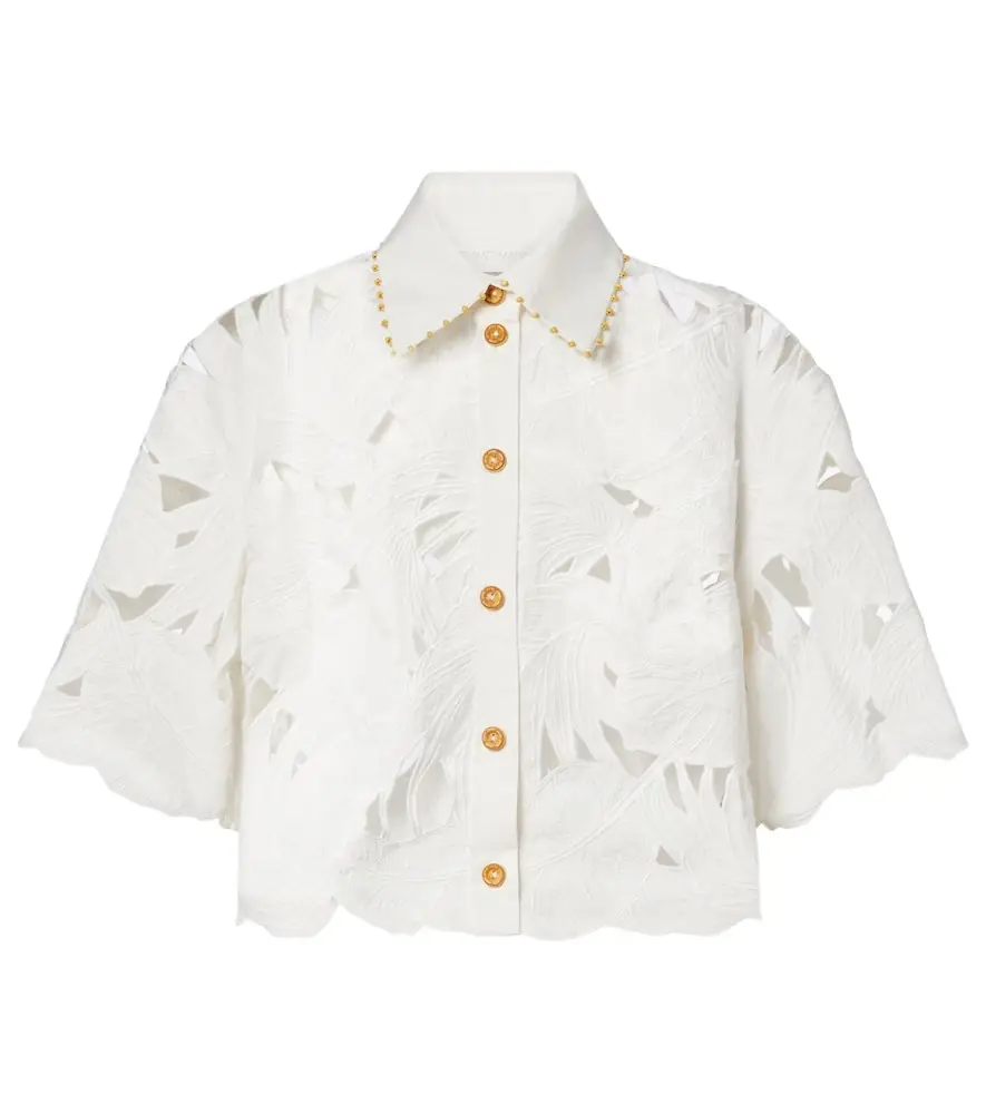 Zimmermann Mahon embroidered cotton poplin shirt
