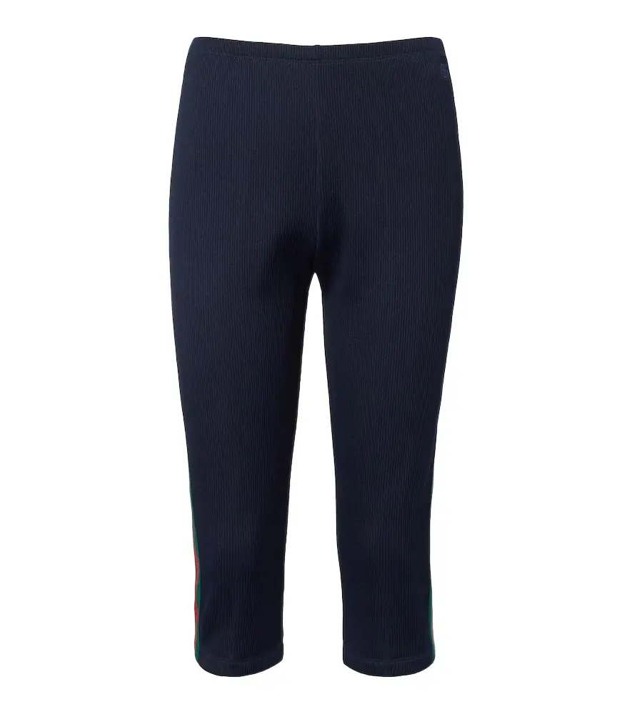 Web Stripe ribbed-knit jersey capri pants