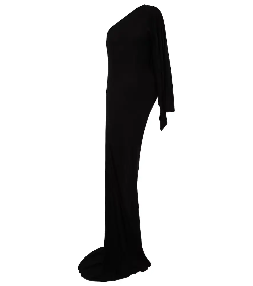 Asymmetric jersey maxi dress