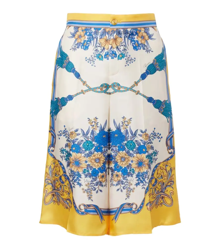 Floral silk twill Bermuda shorts
