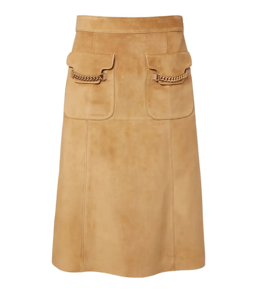 Gucci Embellished suede midi skirt