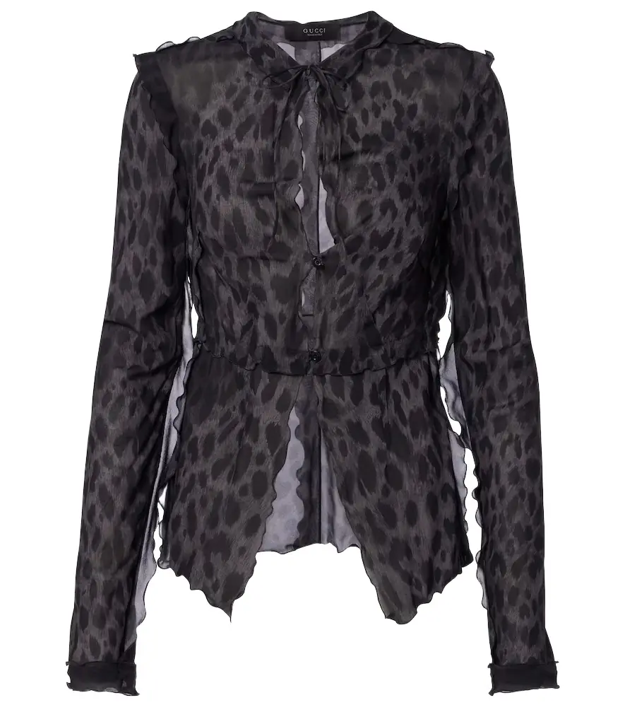 Leopard-printed silk blouse