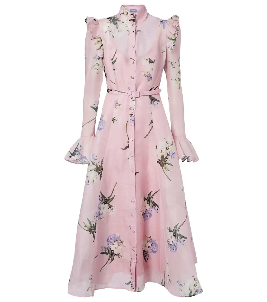 Leo Lin Katrina floral linen and silk midi dress