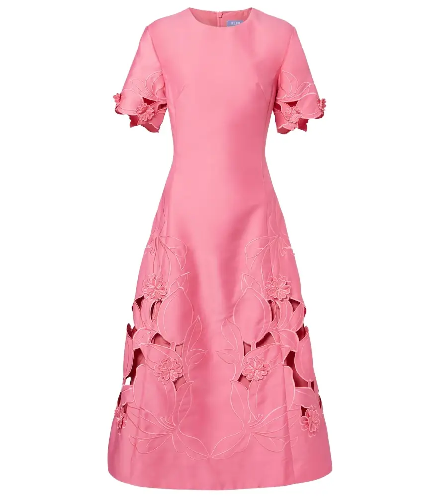 Leo Lin Caroline laser-cut midi dress